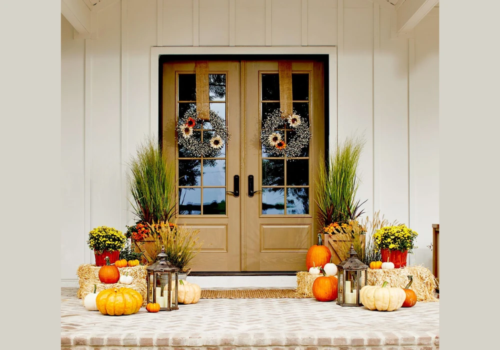seasonal wreath summer front porch decor ideas for entrance appeal