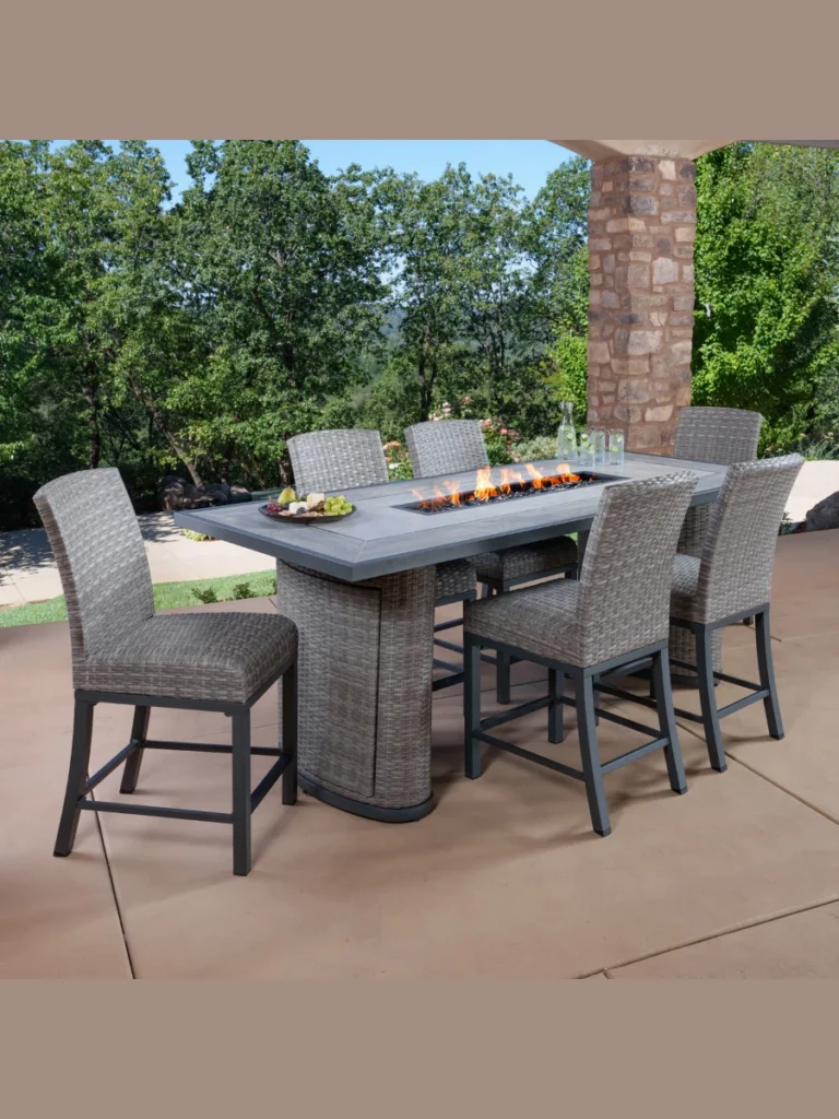 Aluminum Slat Fire Dining Table for Easy Outdoor Hosting