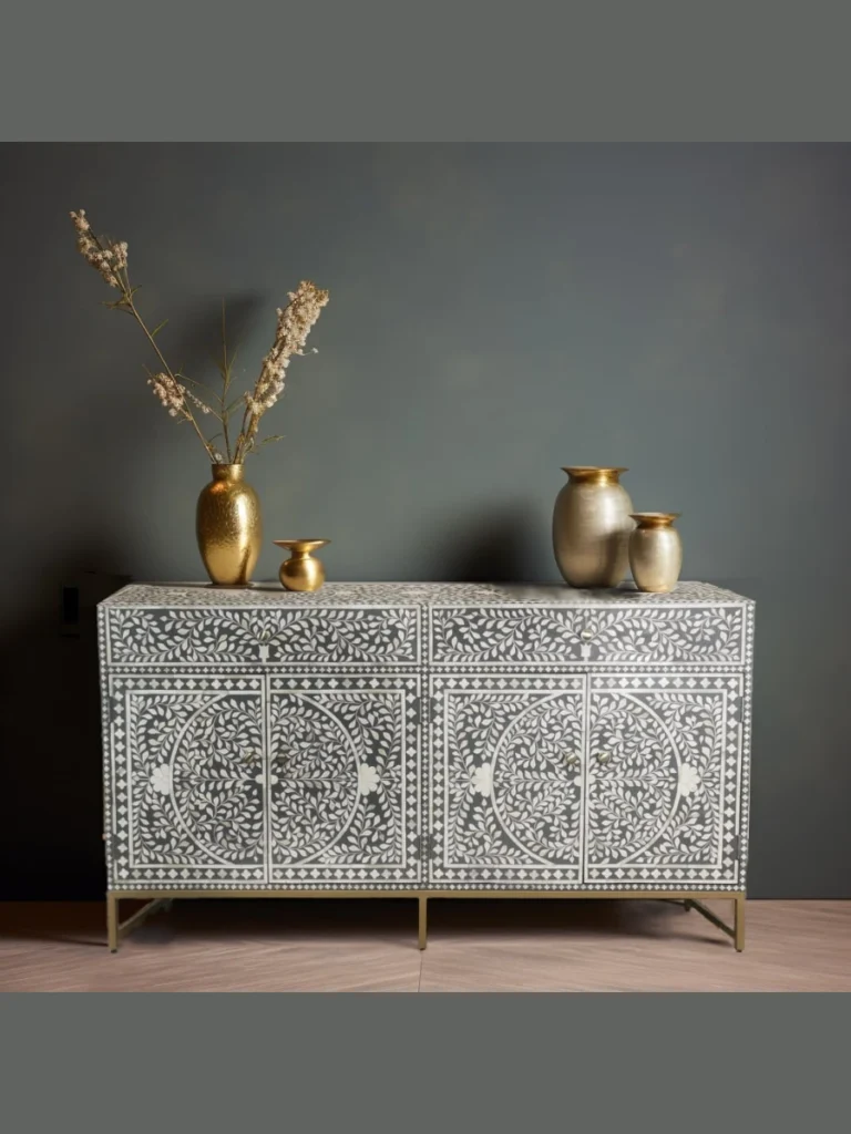 Artisan Crafted Buffet Sideboards with Brass Inlays