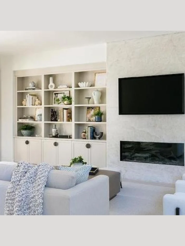 Asymmetrical Floating Shelf and Media Desk