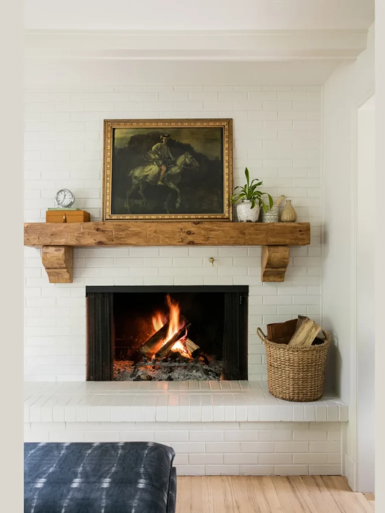 Asymmetrical Layered Framed Art Fireplace