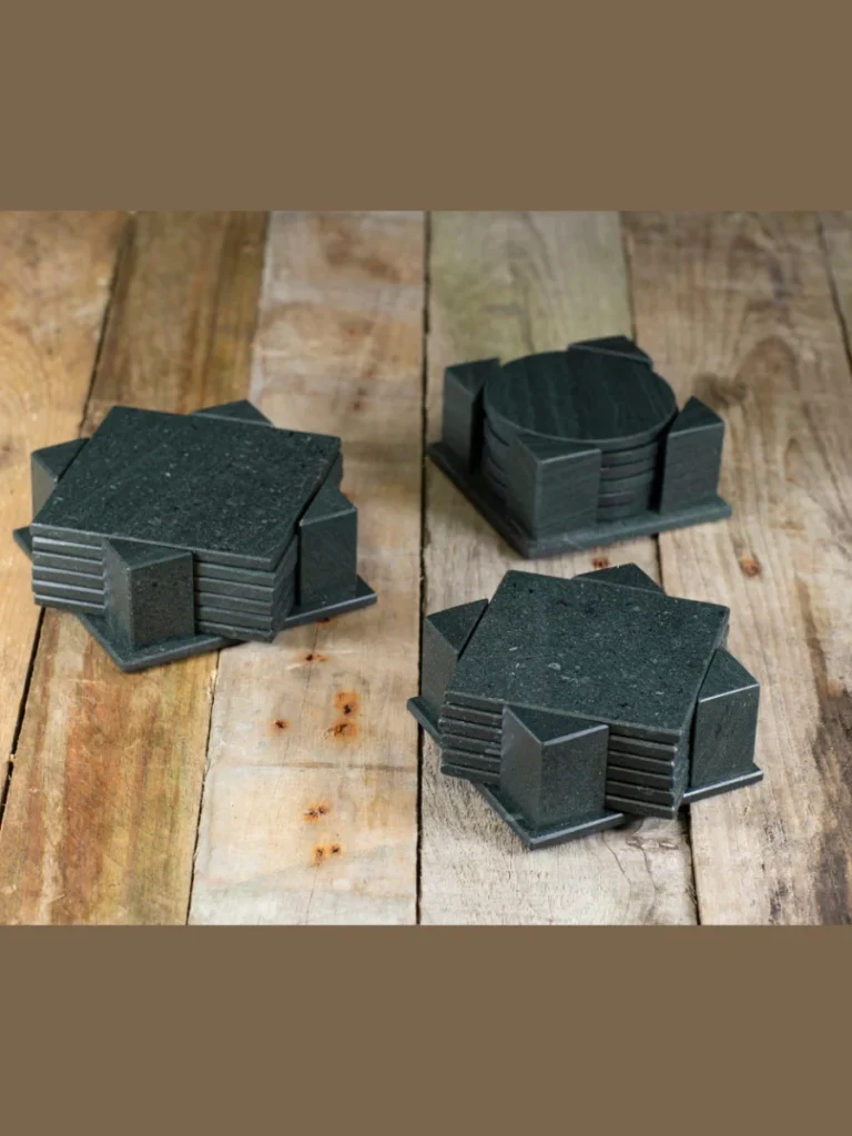 Asymmetrical Raw Edge Slate Coaster Disks