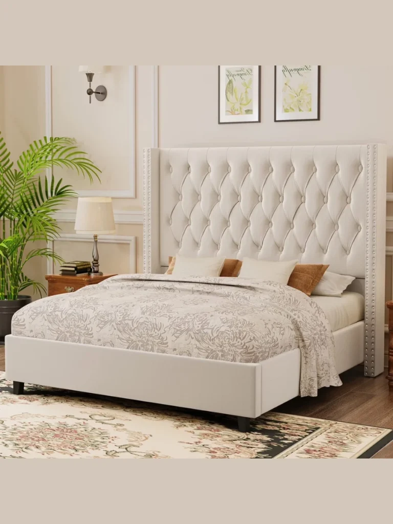 Bespoke Velvet Upholstered Beds with Tall Headboards