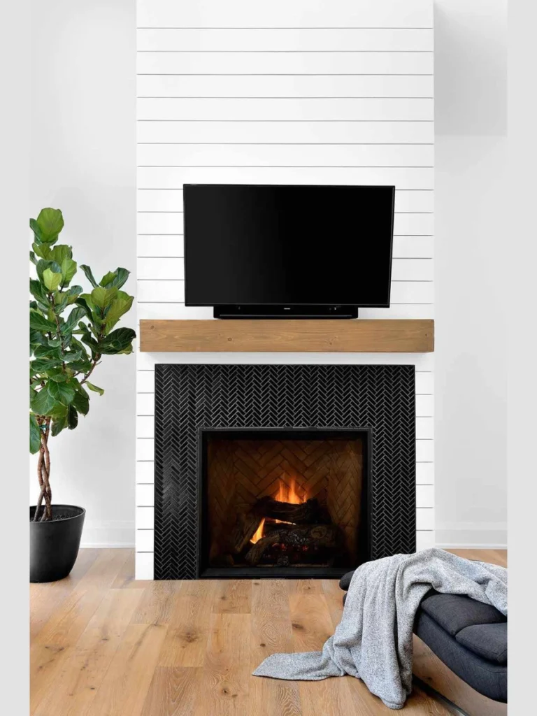Black Tile Vertical Fireplace Surrounds