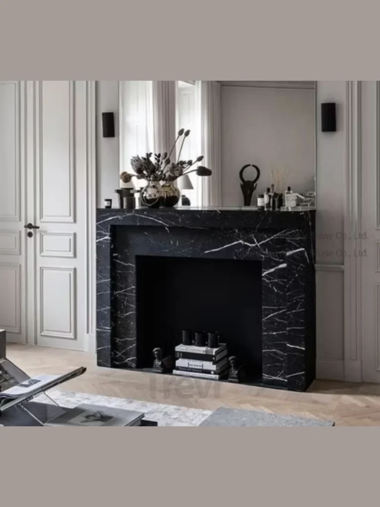 Bold Nero Marquina Black Fireplace