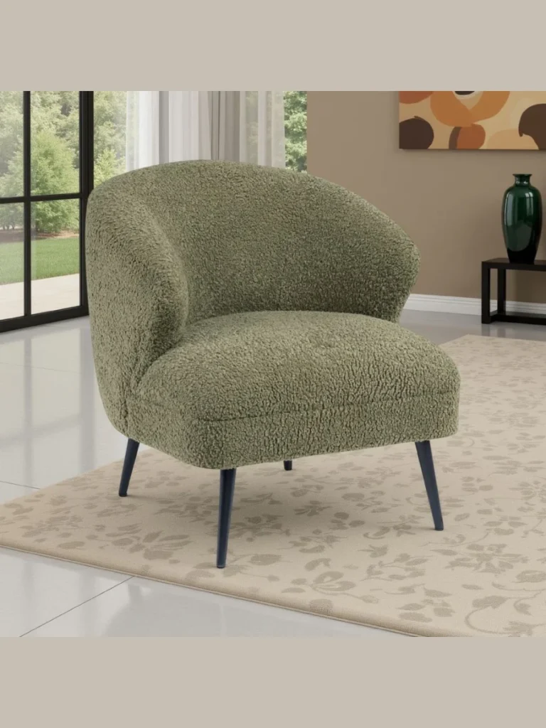 Bouclé Curved Barrel Chairs