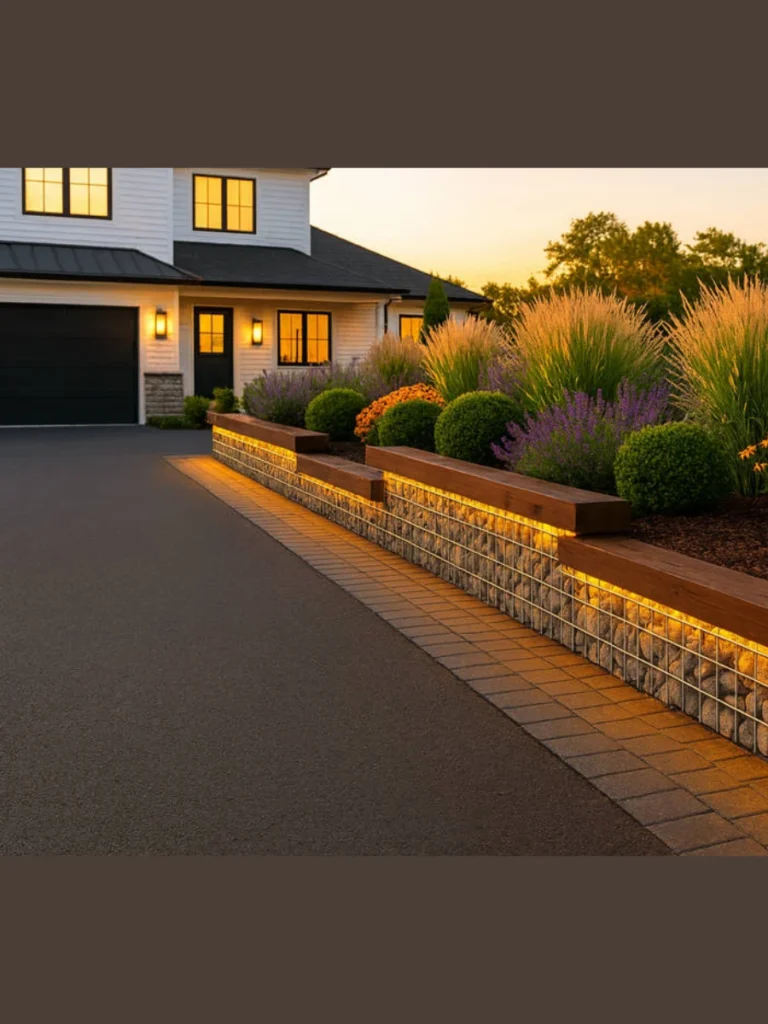 Brick Paver Borders for Concrete Walkways