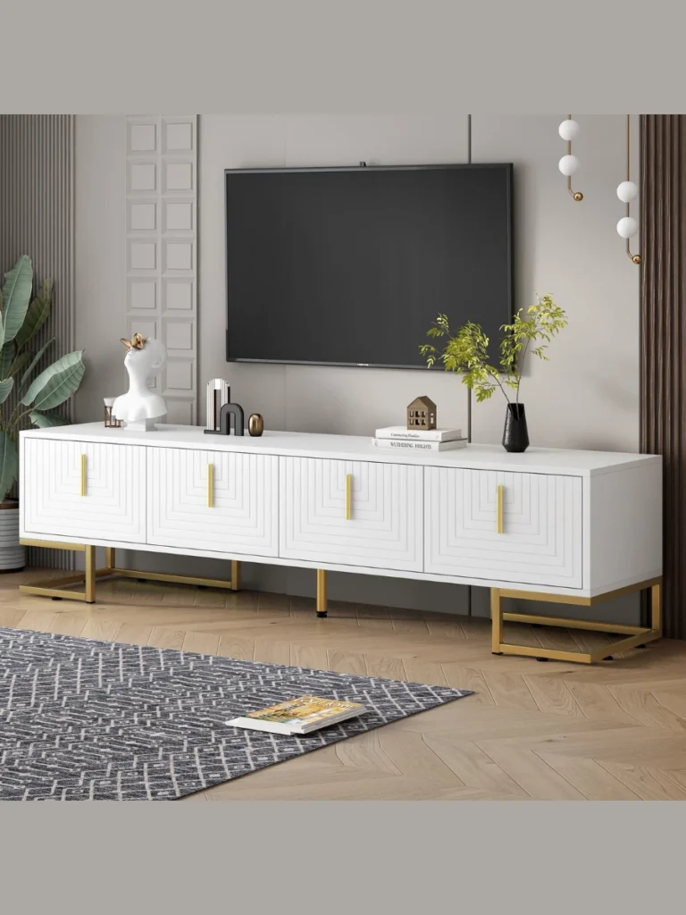 Brushed Brass Media Pulls on TV Consoles
