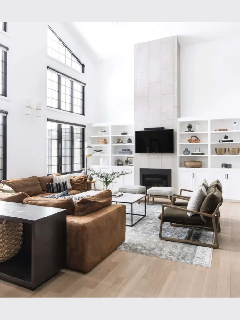 Built In Bookshelves with Shiplap Backing