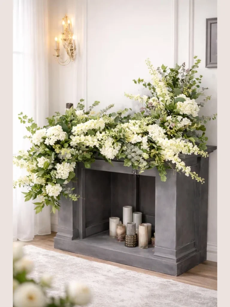 Cascading Greenery and Fresh Seasonal Floral Vases