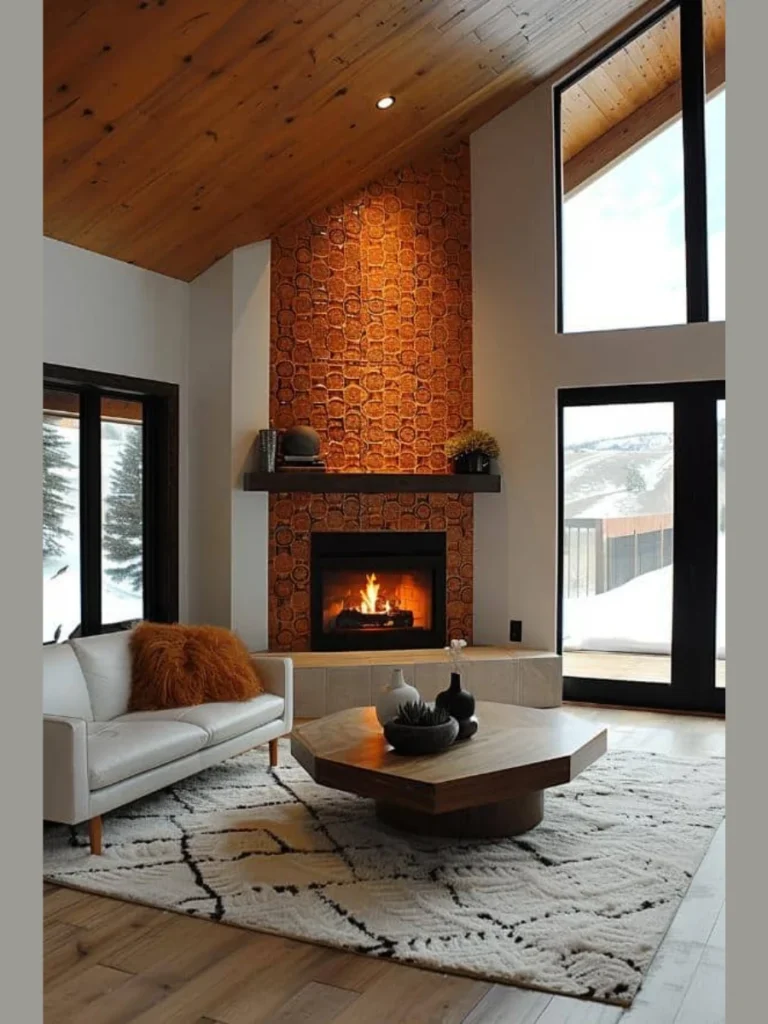 Classic Floor to Ceiling Stone Hearth