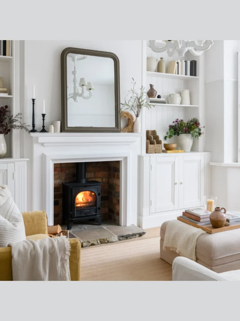 Classic White Painted Wood Mantel and Pillars
