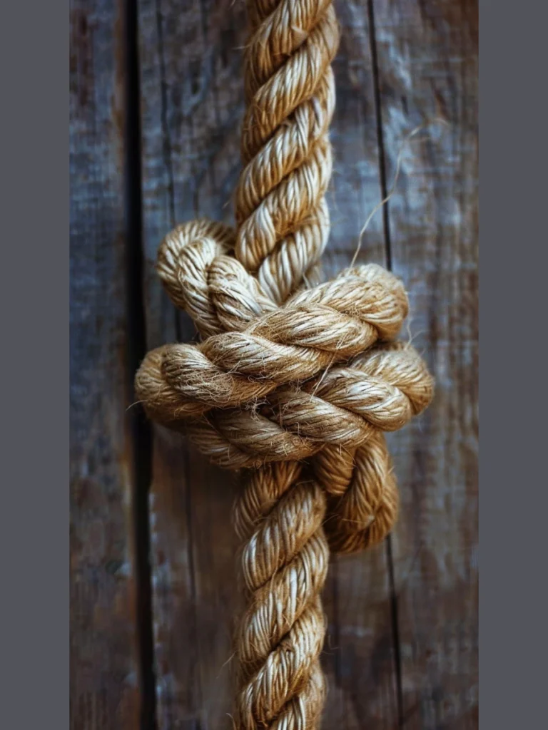 Coarse Tan Jute Rope Wrapped Knots