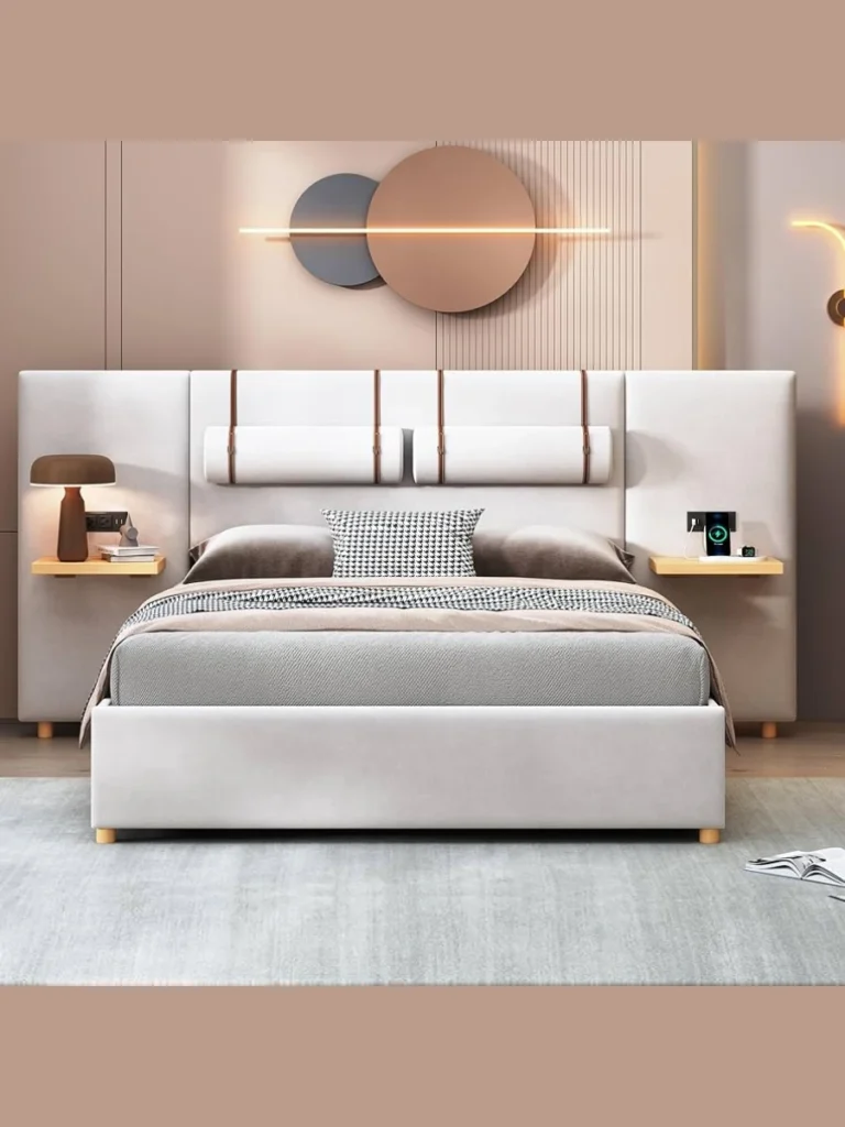 Comfortable Upholstered Headboard with Integrated Power