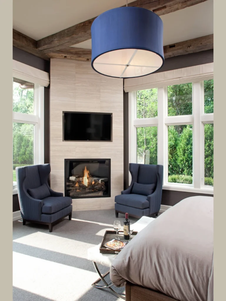 Corner Fireplaces for Compact Master Suites