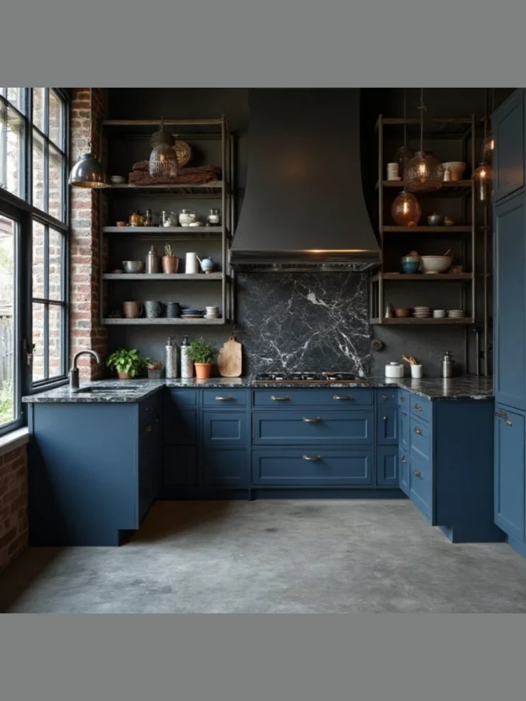 Creating Contrast with Black Marble Shelves