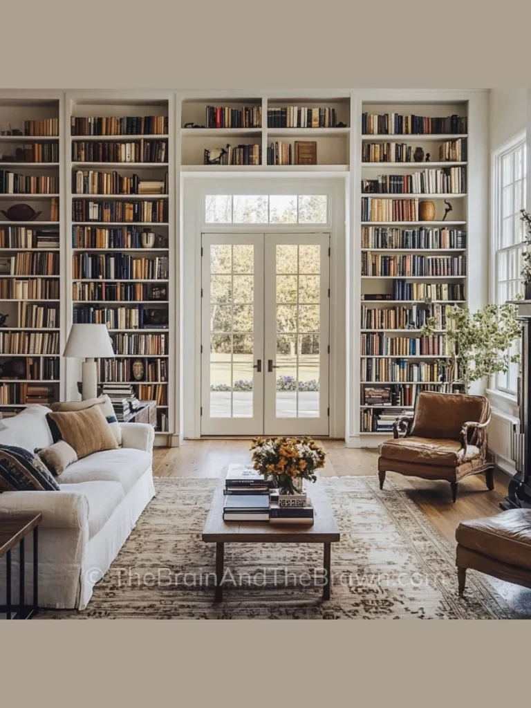 Custom Built Floor to Ceiling Library Shelving