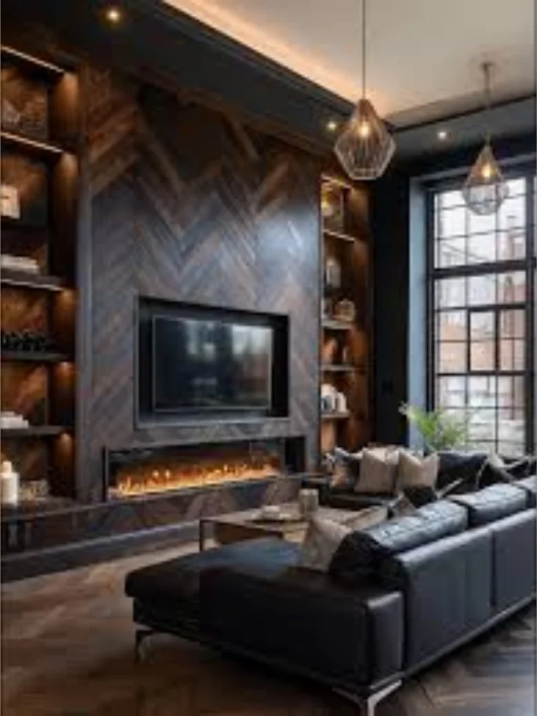 Dark Charcoal Media Hubs for a Moody Industrial Style