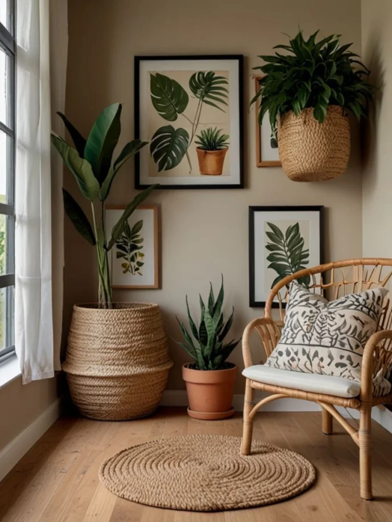 Defining Spaces with Woven Rattan Baskets