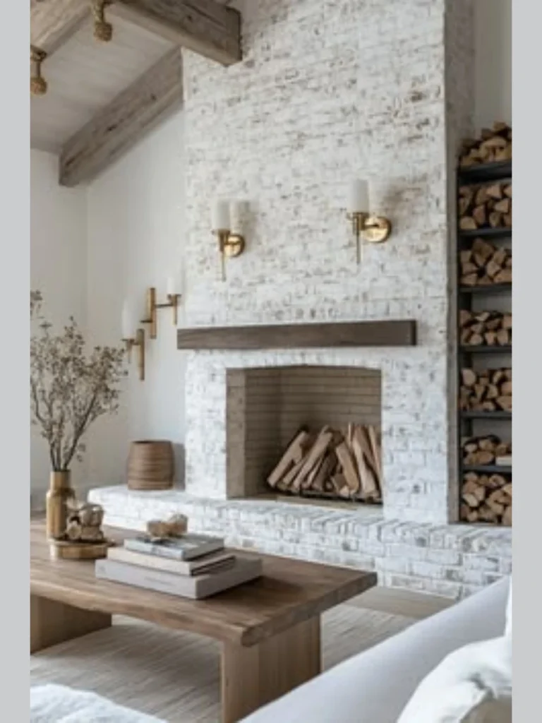 Distressed Brick and Limewash Surrounds