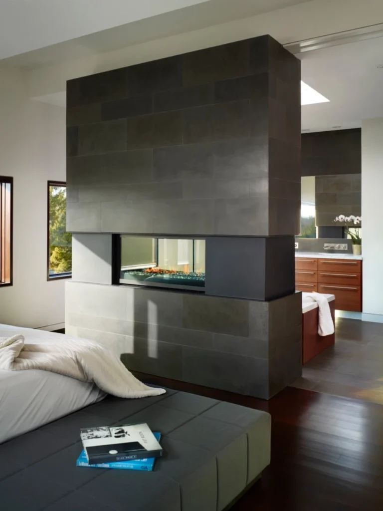 Double-Sided Bedroom and Bathroom Fireplace Dividers