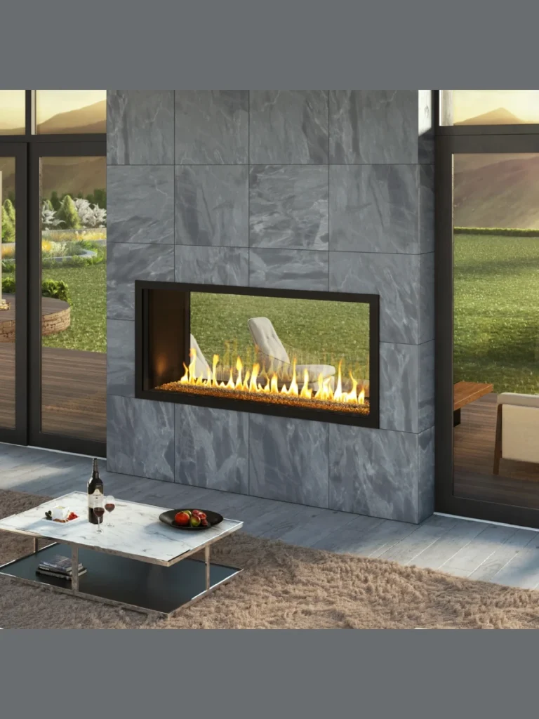 Double Sided Indoor Outdoor Fireplace Units