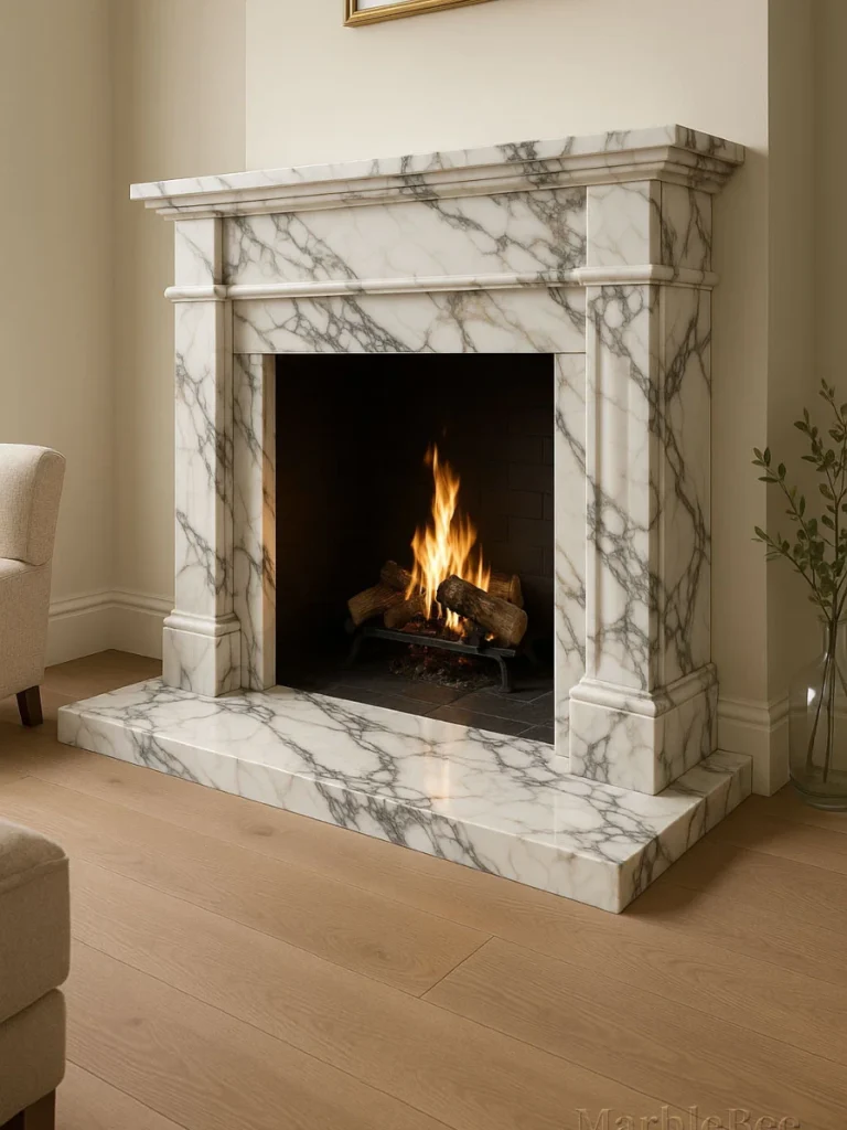Dramatic Calacatta Slabs with Bold Gold Veining