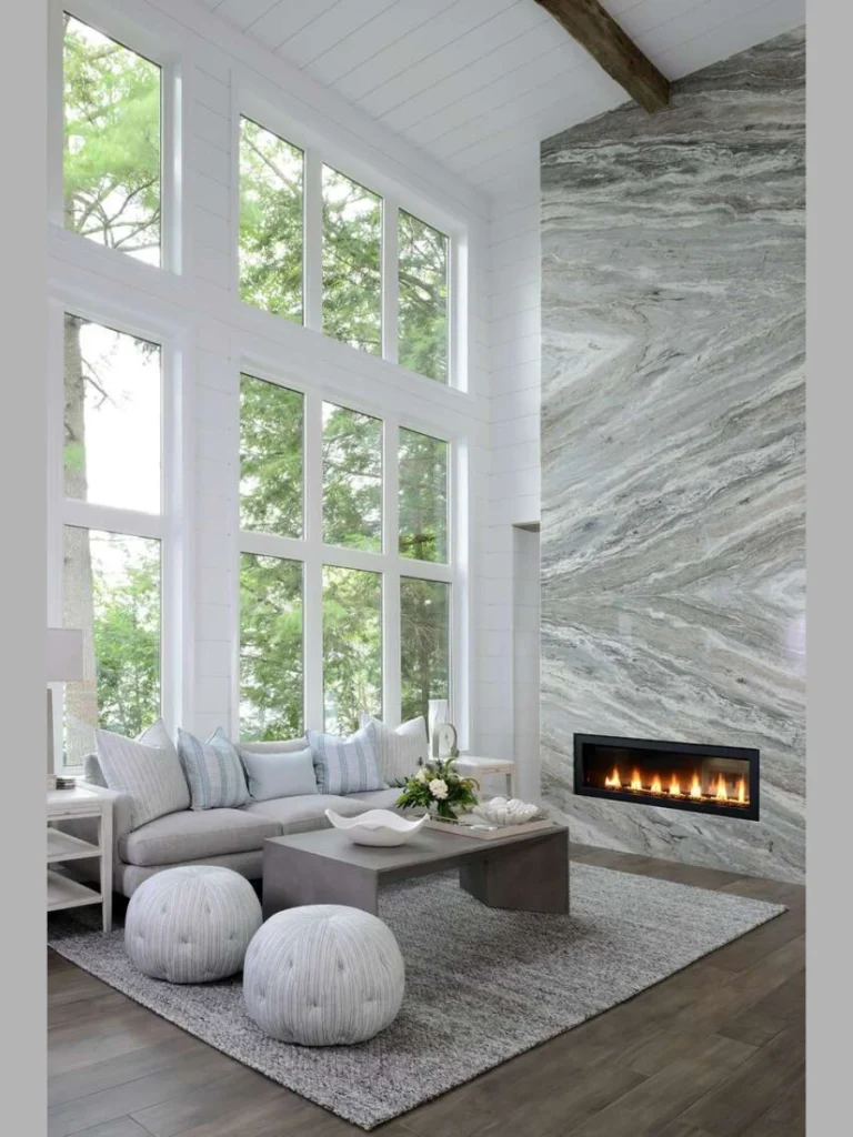 Dramatic Linear Floor to Ceiling Fireplaces