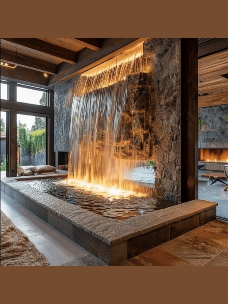 Dramatic Waterfall Marble Mantel Design