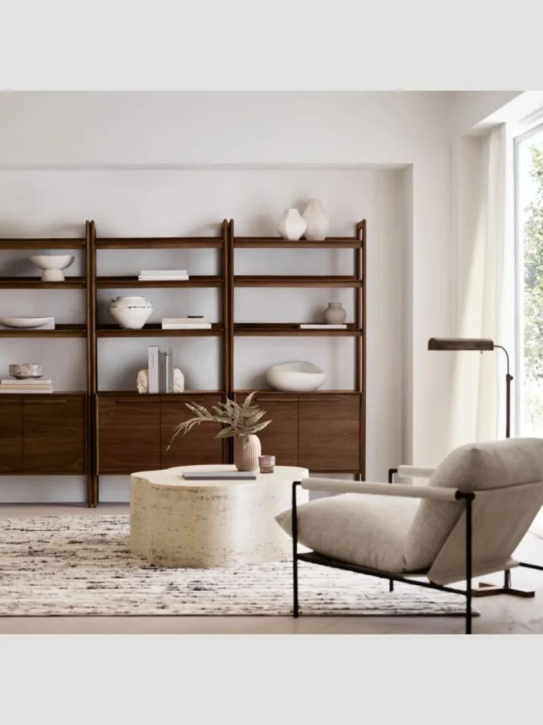 Enhancing Shelves with Travertine Bookends