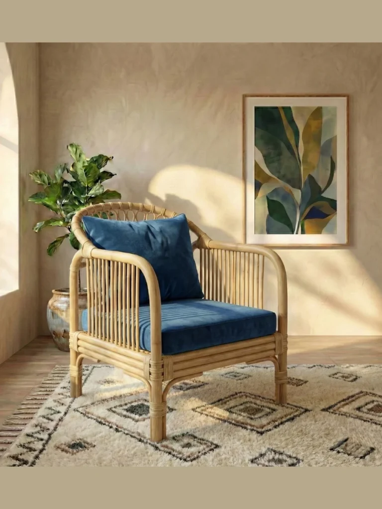 Ergonomic Woven Rattan Armchairs