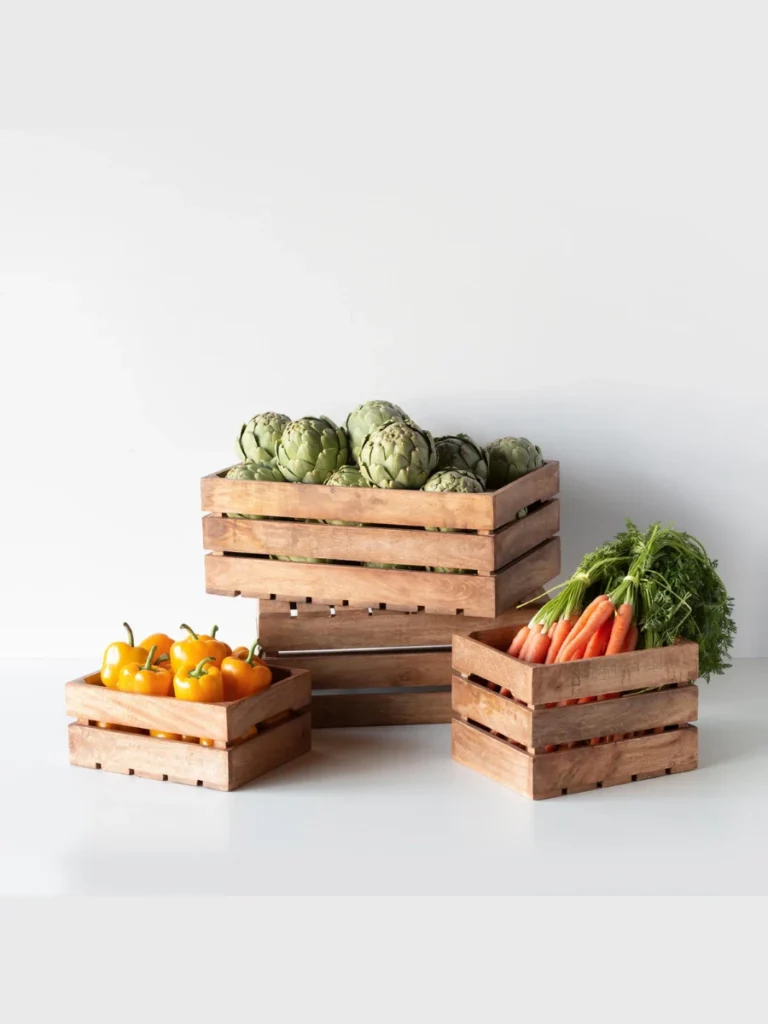 Fitted Linen Fabric Lined Poplar Fruit Crates
