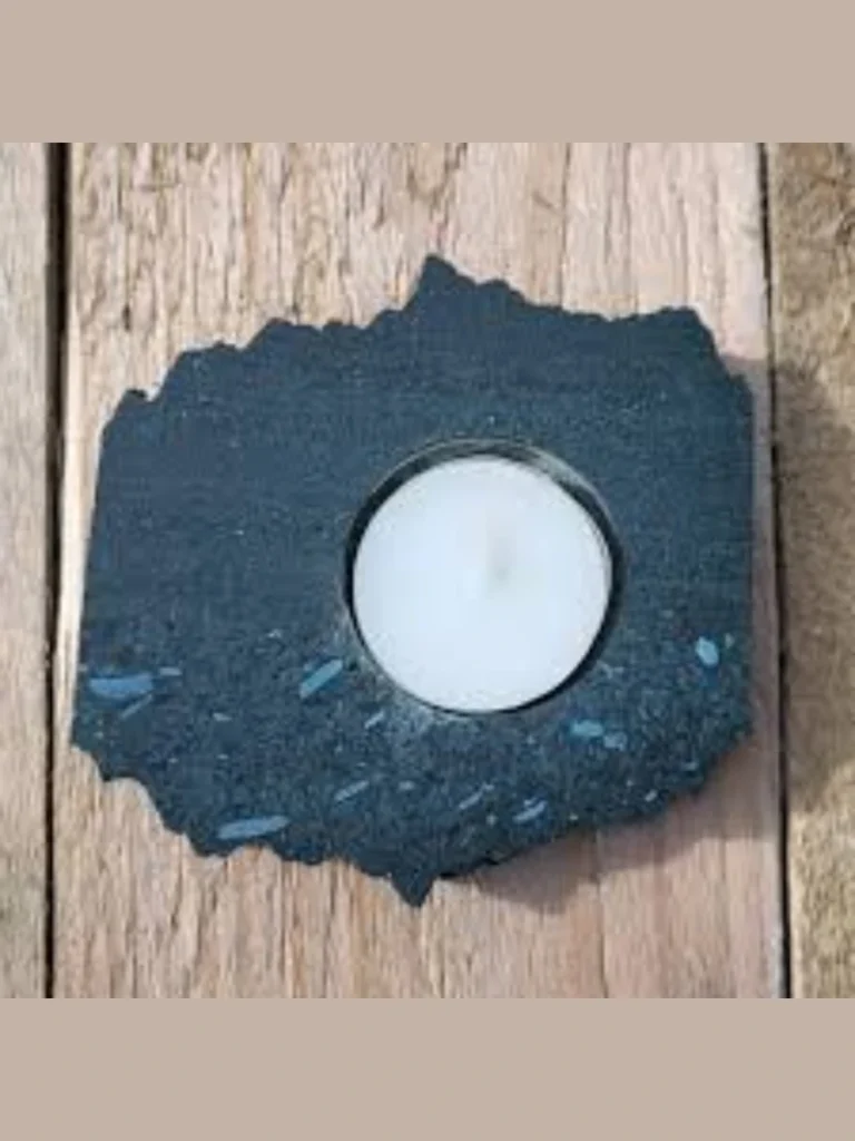 Flat Charcoal Slate Rock Platter Rings