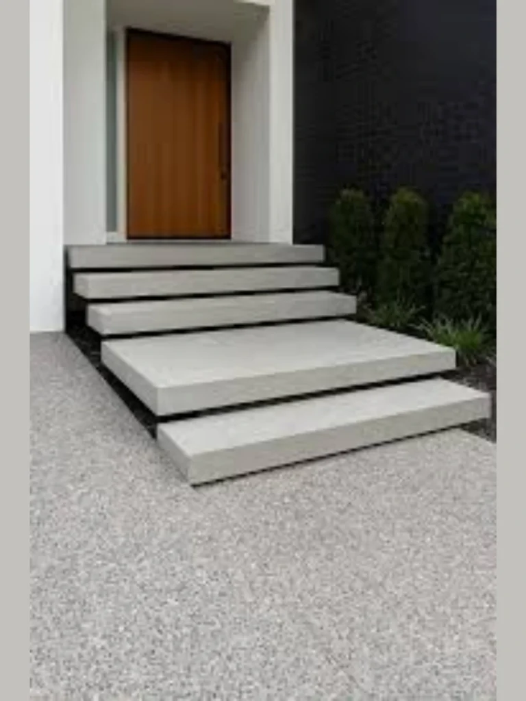 Floating Concrete Steps For A Contemporary Path
