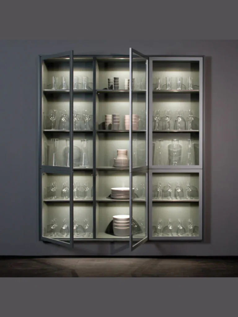 Floating Glass and Steel Display Cabinets