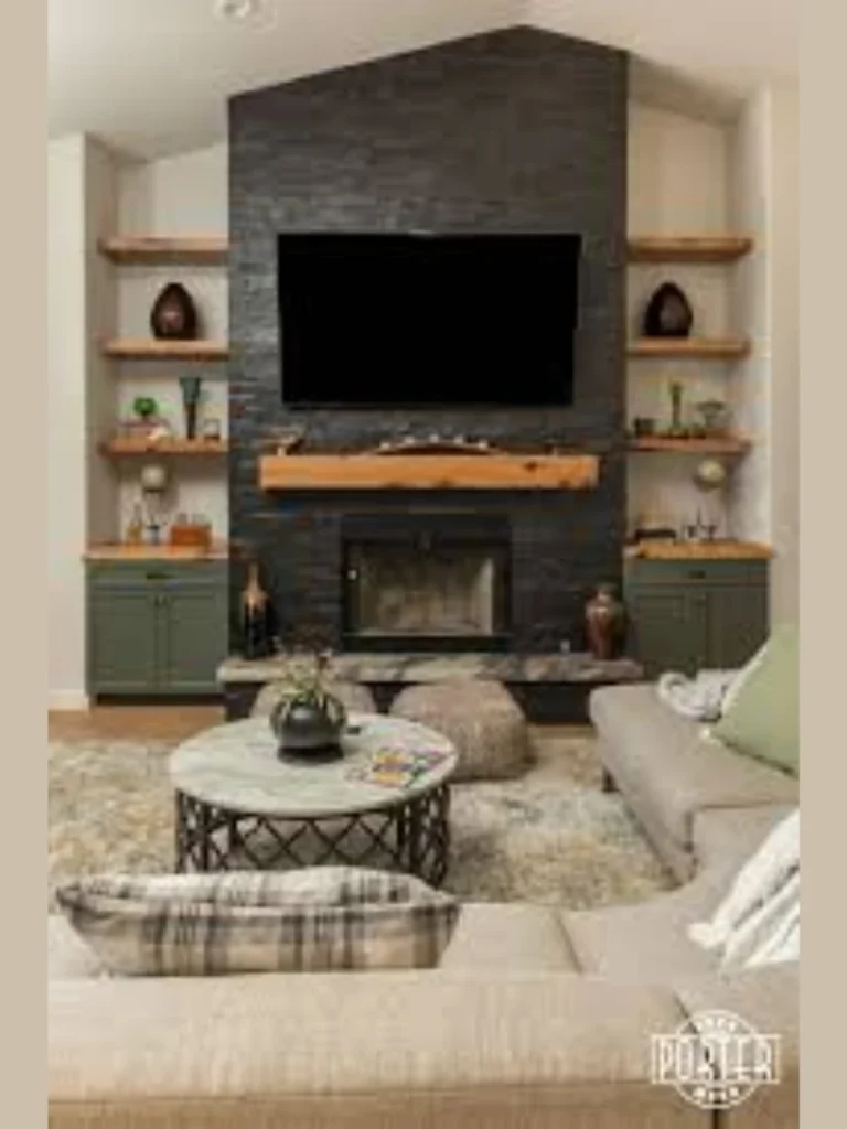 Floating Live-Edge Wood Mantel Shelves
