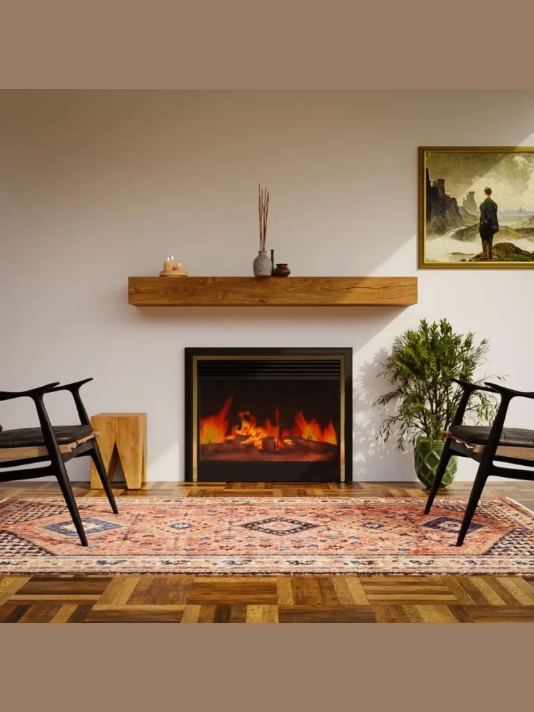 Floating Mantel with Integrated Gallery Rail