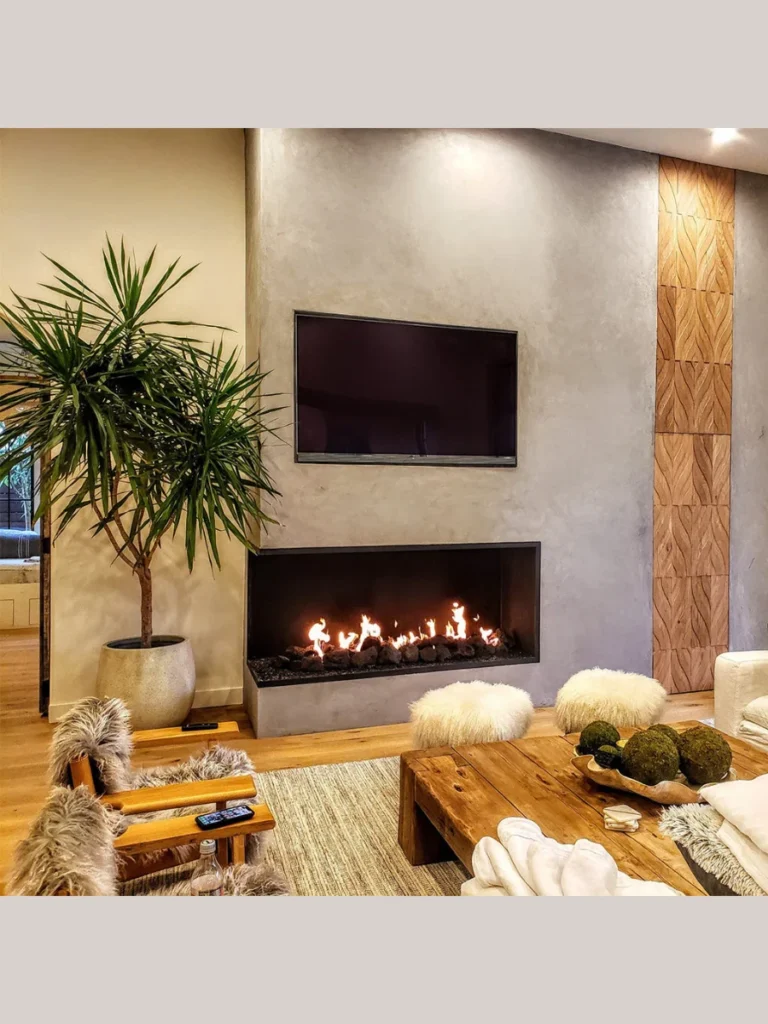 Floating Media Console With Side Hearth