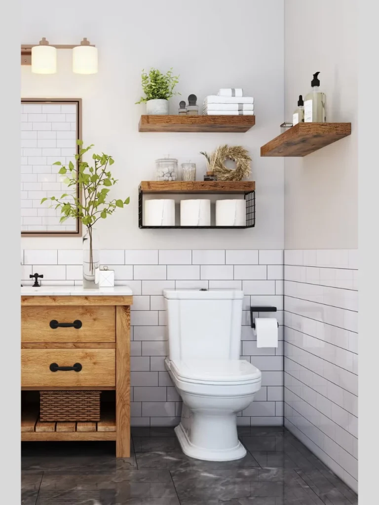Floating Shelves Above The Toilet