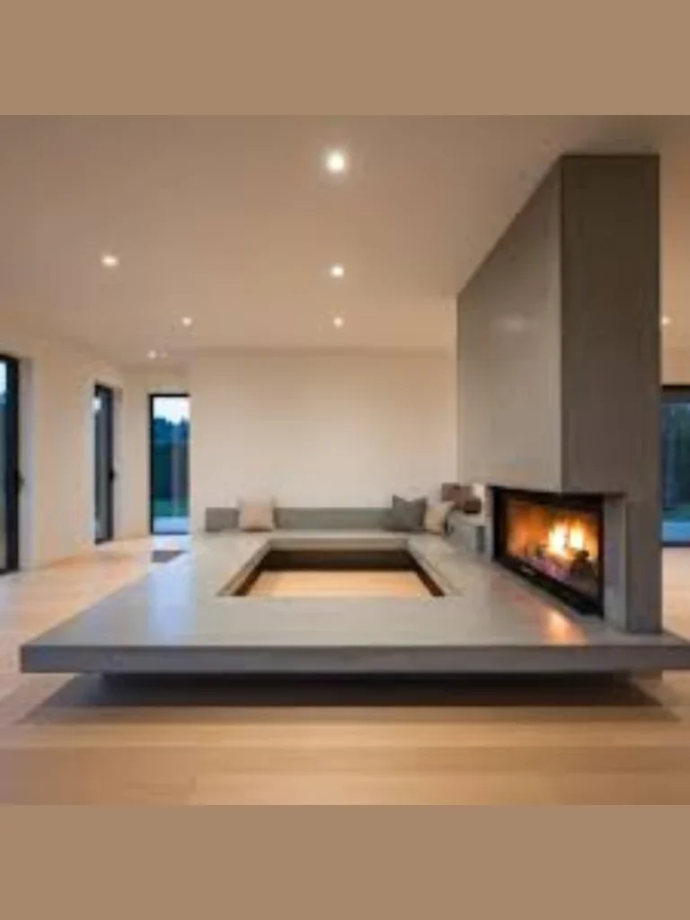 Floating Stone Hearth and Bench Extension