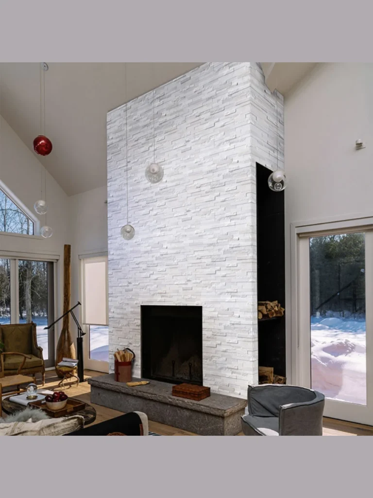 Floor To Ceiling Textured Stone Ledgers