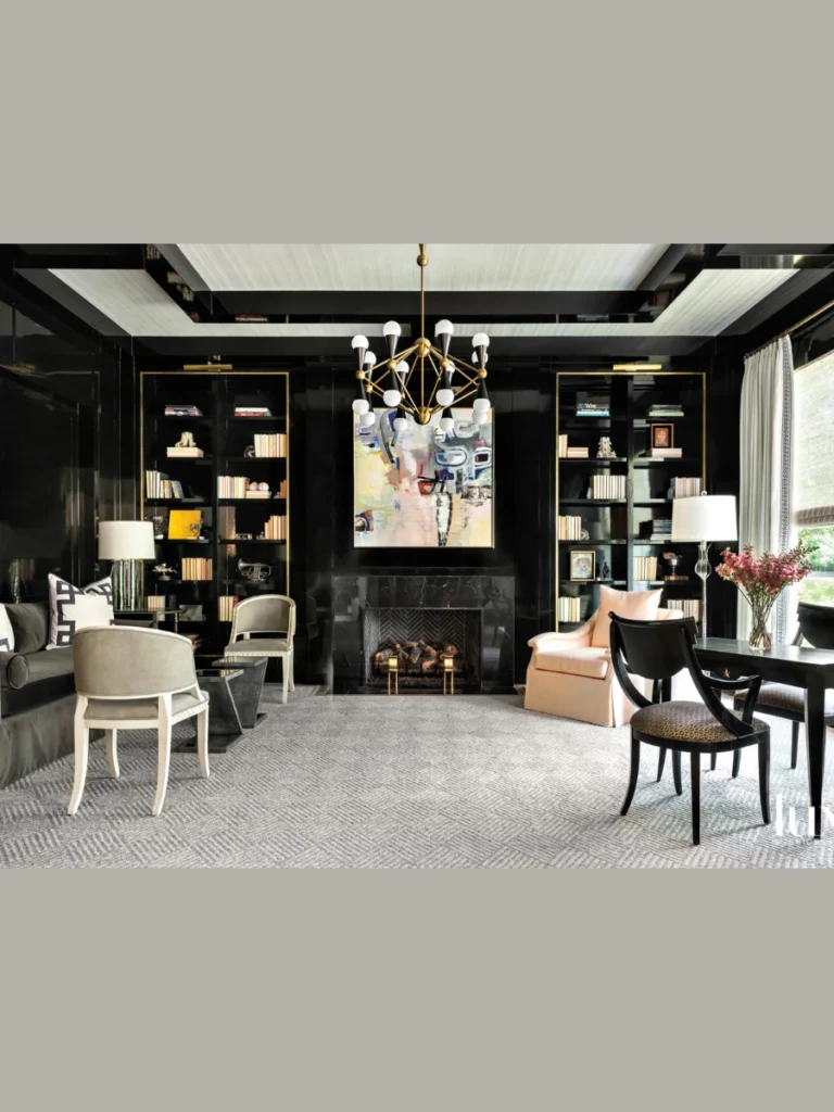 Floor to Ceiling Library Cabinets with Glass Doors