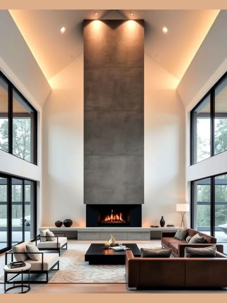 Floor to Ceiling Metal Fireplace Facades