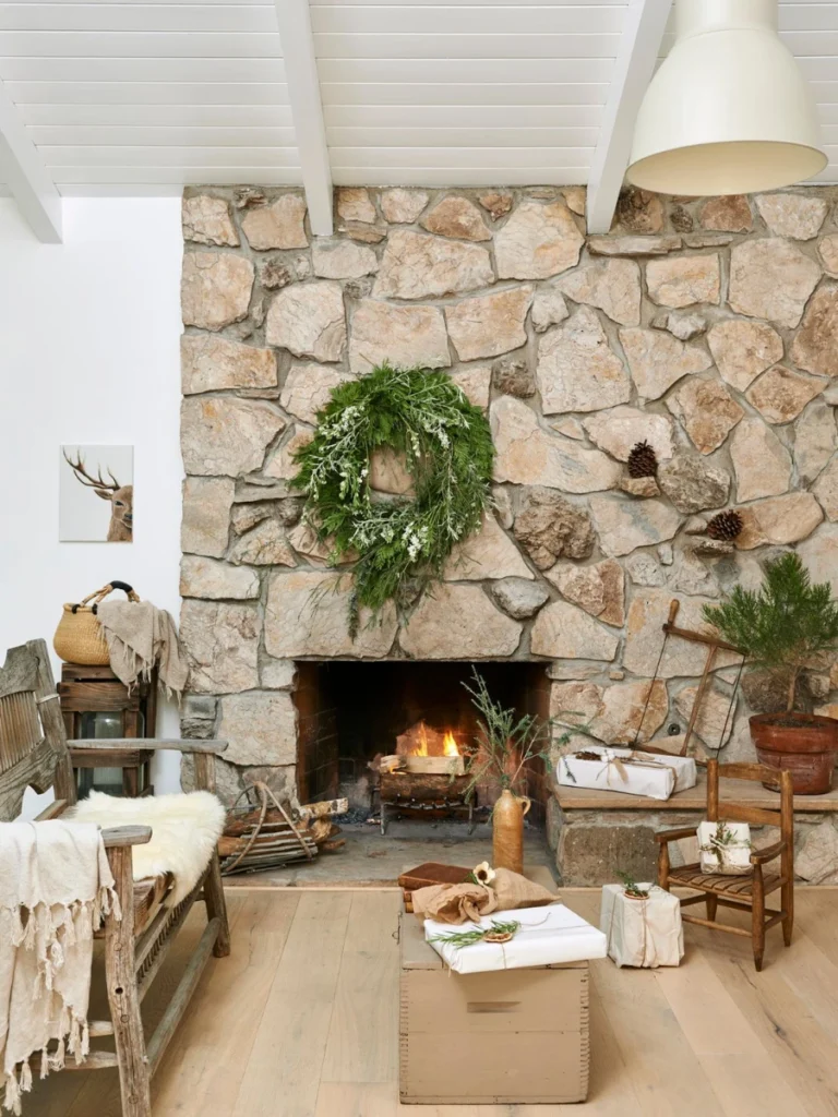 Floor-to-Ceiling Rough Stone Surrounds
