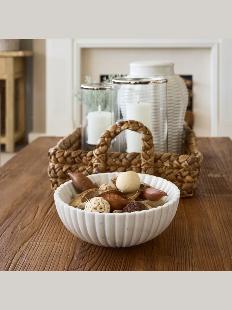 Fluted Carrara Marble Decorative Bowls