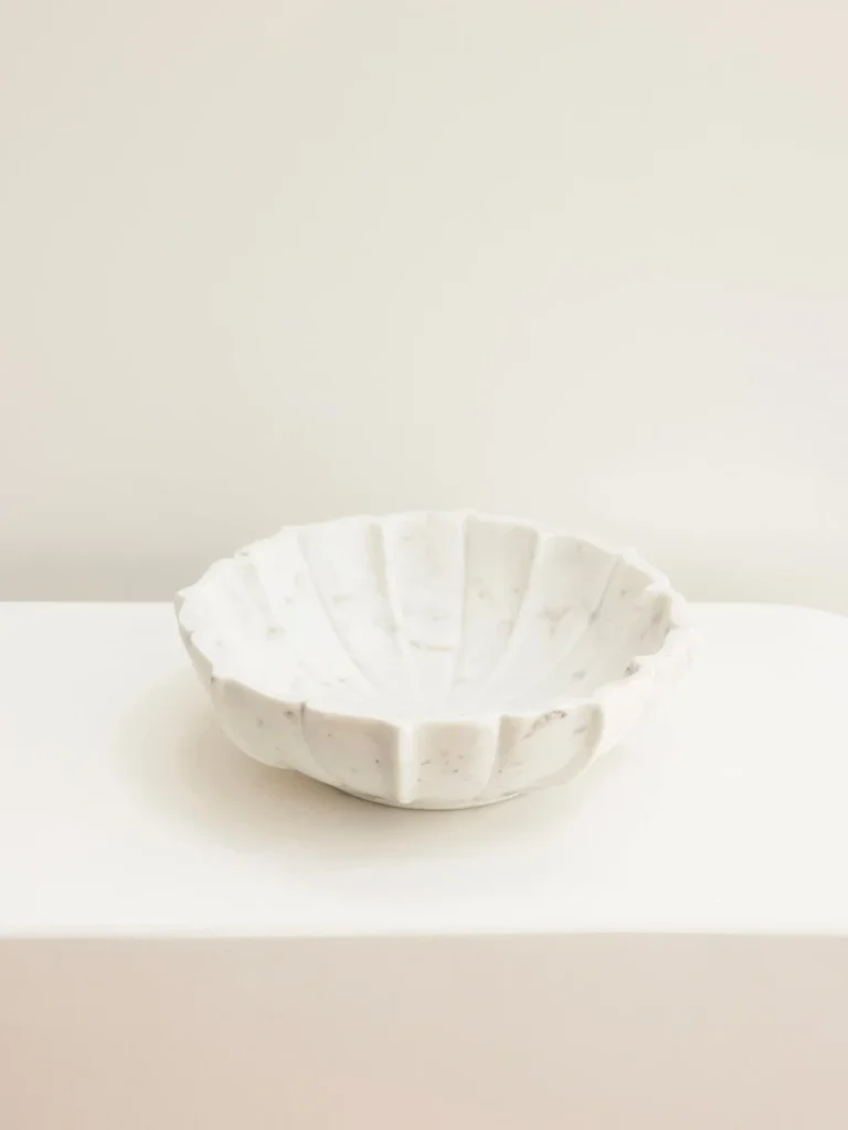 Fluted Carved White Carrara Marble Bowls