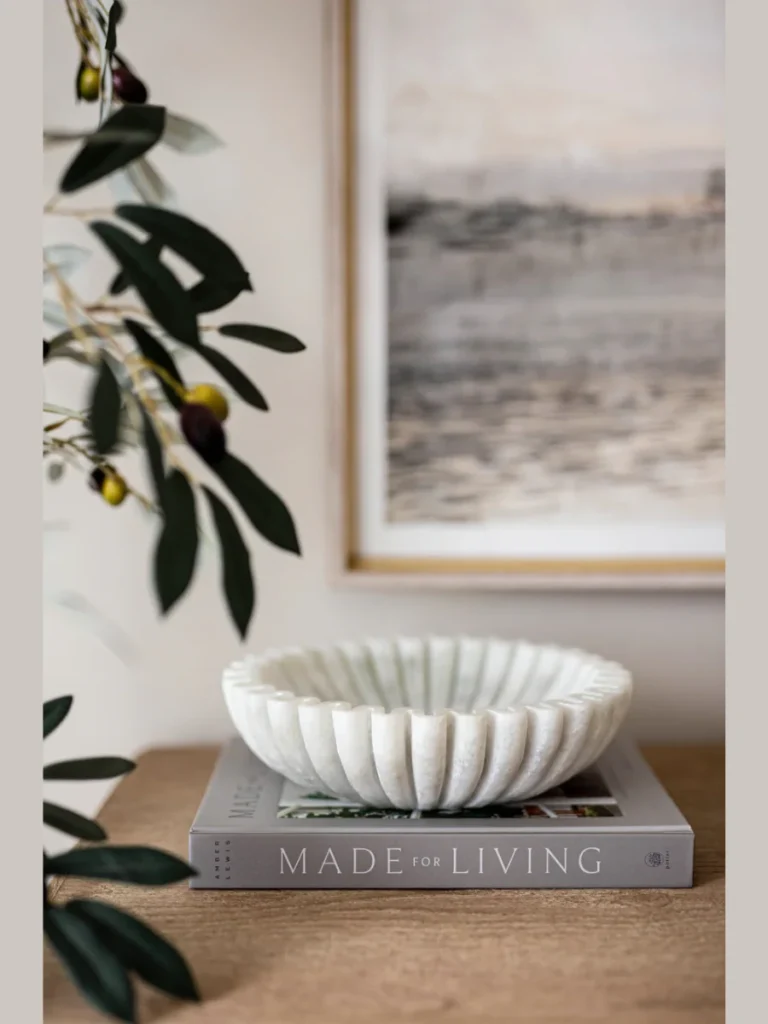 Fluted Scalloped Carrara Marble Bowls