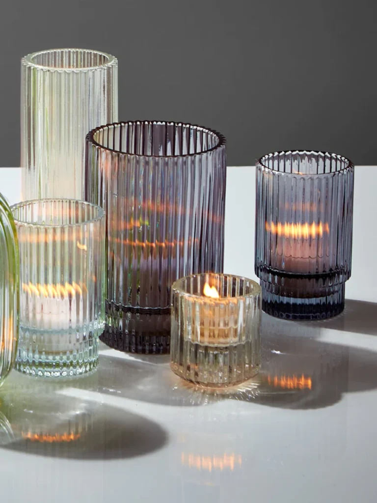 Fluted Smoked Glass Cylinders