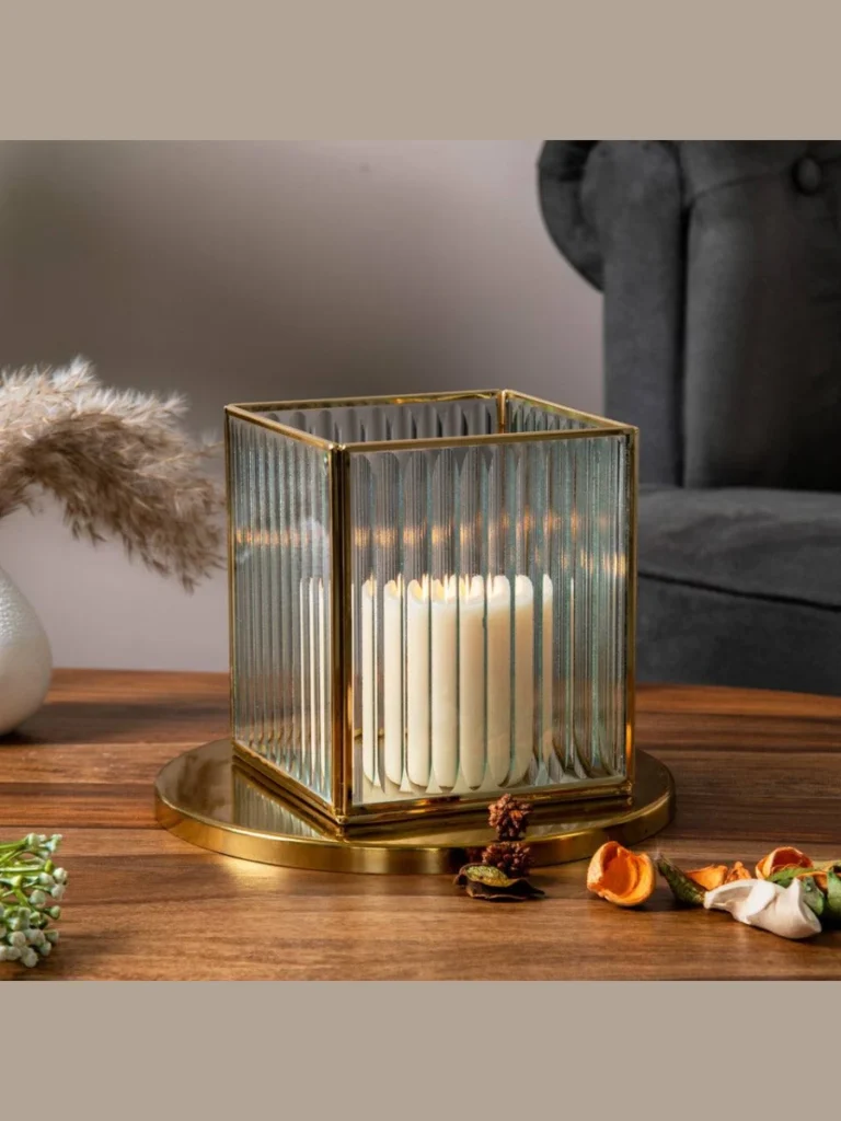 Fluted Smoked Glass Hurricane Chalices