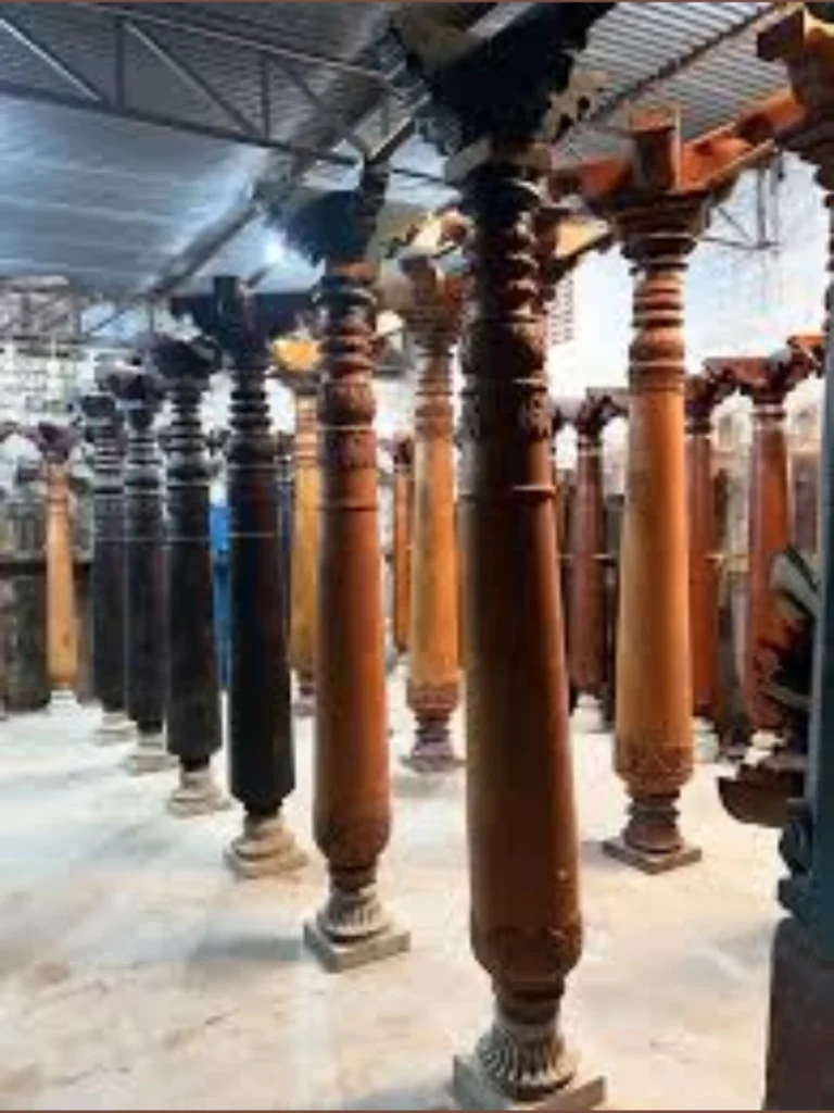 Fluted Teak Wood Decorative Pillars